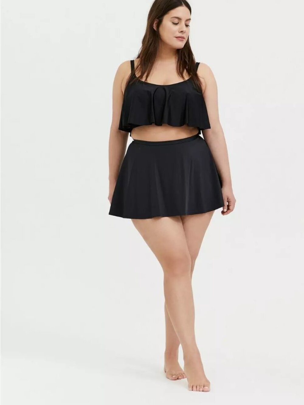 High-Rise Long Skater Swim Skirt With Brief Size 4X (26/28)